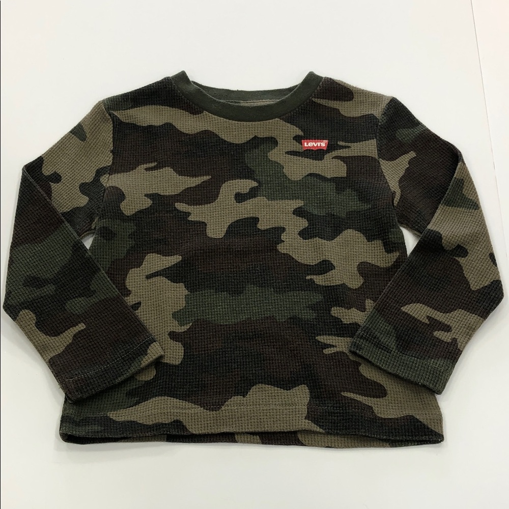 Levi’s Woodland Camo Waffle Knit Thermal Long Sleeve Shirt Toddler Size 2T